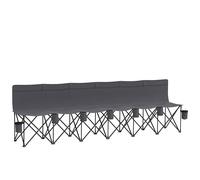 Outsunny Banco plegable de 6 plazas, silla de camping al aire libre, silla de espectador deportivo portátil con marco de metal, portavasos y bolsa de transporte, gris carbón