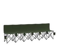 Outsunny Banco plegable de 6 plazas, silla de camping al aire libre, silla de espectador deportivo portátil con marco de metal, portavasos y bolsa de transporte, color verde