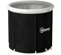 Outsunny Bañera de Hielo 280L Bañera Hinchable Portátil para Recuperación de Atletas con Cubierta y Bomba Ø78x71 cm