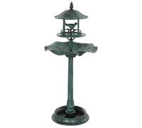 Outsunny Baño de pájaros bebedero para pájaros jardinera 3 en 1 Ø 50 x 113 cm polipropileno verde grisáceo