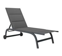 Outsunny - Baño de sol de aluminio, respaldo ajustable de 6 posiciones con ruedas, tejido de 560 g/m² y acolchado integrado, tumbona antióxido para terraza piscina jardín playa, gris oscuro
