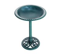 Outsunny baño para pájaros de jardín al aire libre, altura 70 cm, comedero para pájaros con diseño de flor de lis y acabado envejecido, ligero y resistente, bebedero para aves, verde