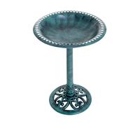 Outsunny baño para pájaros de jardín al aire libre, altura 70 cm, comedero para pájaros con diseño de flor de lis y acabado envejecido, ligero y resistente, bebedero para aves, verde