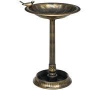 Outsunny Baño para Pájaros de Jardín Exterior con 2 Niveles Recipientes para Agua y Comida Diseño Retro y Elegante Bronce