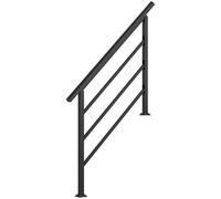 Outsunny Barandilla de Escalera 131 cm Pasamanos para Escalera con Kit de Instalación Ángulo Ajustable para 1-4 Escalones Negro