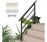 Outsunny Barandilla de Escalera, 131 cm, Pasamanos para Escalera con Kit de Instalación, Ángulo Ajustable para 1-4 Escalones, para Porches, Madera y Concreto, para Exterior, Terraza, Patio, Negro
