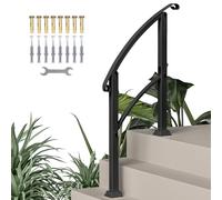 Outsunny Barandilla de Escalera 71 cm Pasamanos para Escalera con Kit de Instalación Ángulo Ajustable para 1-3 Escalones para Exterior Terraza Patio Negro