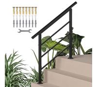 Outsunny Barandilla de Escalera, 95 cm, Pasamanos para Escalera con Kit de Instalación, Ángulo Ajustable para 1-3 Escalones, para Porches, Madera y Concreto, para Exterior, Terraza, Patio, Negro