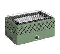 Outsunny Barbacoa de Carbón, Barbacoa Portátil, 45,5x29x21 cm, con Ventilador Integrado, Temperatura Ajustable y Bandeja de Carbón, para Camping, Picnic, Fiesta en Jardín, Verde Claro