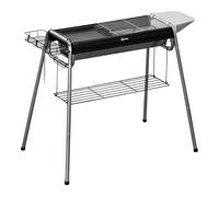 Outsunny barbacoa de carbón barbacoa portátil con parrilla de acero inoxidable bandeja especiero y estante de almacenamiento para jardín camping 107x63x75 cm negro