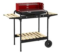 Outsunny Barbacoa de Carbón con Ruedas Barbacoa Portátil 103x47x95 cm con Parrilla Ajustable en Altura de 5 Niveles Estantes y 6 Ganchos para Pícnic Camping Rojo