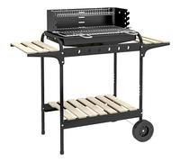Outsunny Barbacoa de Carbón con Ruedas Barbacoa Portátil 103x47x95 cm con Parrilla Ajustable en Altura de 5 Niveles Estantes y 6 Ganchos para Pícnic Camping Negro
