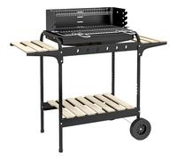 Outsunny Barbacoa de Carbón con Ruedas Parrilla Ajustable en Altura Estantes y 6 Ganchos 103x47x95 cm Negro