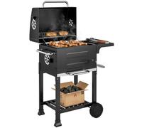 Outsunny Barbacoa De Carbón Con Termómetro Parrilla De Acero Estante Y Ruedas