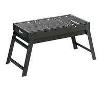 Outsunny Barbacoa de carbón de leña portátil plegable barbacoa parrilla con patas con estanque de carbón extraíble 74 x 30 x 37 cm, negro