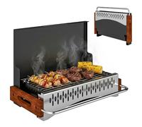 Outsunny Barbacoa de Carbón Plegable, Portátil, 50,5x34x33 cm Negro