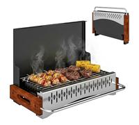 Outsunny Barbacoa de Carbón Plegable, Portátil, 50,5x34x33 cm Negro