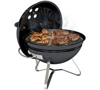 Outsunny Barbacoa de Carbón Portátil, Barbacoa de Carbón Redonda, Tapa con Soporte, Rejilla, Ventilación Ajustable, para Balcón, Picnic, Camping, Ø41x44 cm, Negro