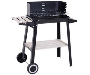 Outsunny Barbacoa de Carbón Vegetal Parrillas Asador BBQ de Picnic Altura Ajustable con Estantes y Ruedas para Jardín Exterior Acampada Aosom España