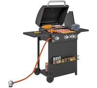 Outsunny Barbacoa de Gas BBQ Gas 3+1 Quemadores 8,5 kW Portátil Negro
