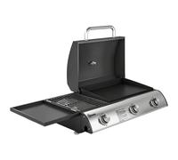 Outsunny Barbacoa de Gas BBQ Gas con 3 Quemadores 7,5 kW con Parrilla Plancha Estante Lateral Convertible Termómetro Negro