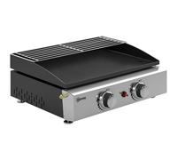 Outsunny Barbacoa de Gas con 2 Quemadores 5 kW Barbacoa Portátil con Plancha Rejilla Calentadora y Recogedor Grasa Negro