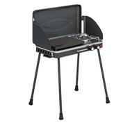 Outsunny Barbacoa de Gas Portátil 2 en 1, Barbacoa de Gas Propano 7 kW de Mesa o de Pie con Plancha Grande, Patas Desmontables, Protectores de Viento, para Picnic, Camping, Negro