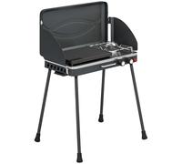 Outsunny Barbacoa de Gas Portátil 2 en 1 Propano 7 kW de Mesa o de Pie con Plancha Grande Patas Desmontables Negro