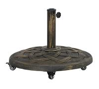 Outsunny Base para Parasol de Resina de 20 kg Redonda con Ruedas y Frenos, Bronce Aosom España