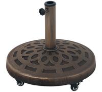 Outsunny Base para Parasol de Resina de 21 kg Redonda con Ruedas y Frenos, Bronce