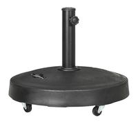 Outsunny Base para Sombrilla de Resina 23,5 kg con Ruedas Asa Retráctil para Postes Ø32/48 mm Negro Duradero Aosom España