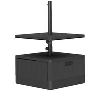 Outsunny Base para Sombrilla Exterior 3 en 1 Mesa Auxiliar Ajustable Macetero Soporte de Parasol Rellenable Arena 80 kg Negro