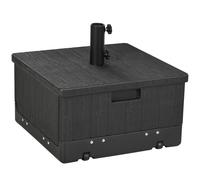Outsunny Base para Sombrilla Exterior 3 en 1 Mesa Auxiliar Macetero con Drenaje Soporte de Parasol Rellenable Arena 80 kg Negro