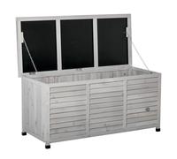 Outsunny Baúl de Almacenaje Exterior 284L Arcón de Jardín de Madera Impermeable con Tapa Abrible y Diseño Persiana 127x56x60 cm Gris