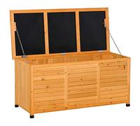 Outsunny Baúl de Almacenaje Exterior 284L de Madera 127x56x60 cm Natural