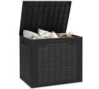 Outsunny Baúl de Almacenaje Exterior 97L Impermeable 56x41x50 cm Negro | Arcón de Jardín Exterior Pequeño, de Plástico, con 2 Asas Integradas, Soporte para Candado