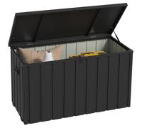 Outsunny Baúl de Almacenaje Exterior de Acero con 4 Ruedas 2 Asas y Tapa Bloqueable 125,5x61,5x70 cm Gris Oscuro