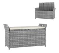 Outsunny - Baúl de almacenamiento exterior de resina trenzada, banco de almacenamiento de 250 L con cojín extraíble para jardín, balcón, patio, 125 x 55 x 70 cm, crema y gris