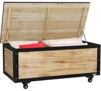 Outsunny Baúl de exterior 100x50x43 cm madera natural