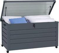 Outsunny Baúl de Exterior 311 L Arcón de Almacenaje de Acero Galvanizado con 4 Ruedas 2 Asas y 1 Cerradura con Llave para Jardín Patio 120x62x66 cm Gris Oscuro