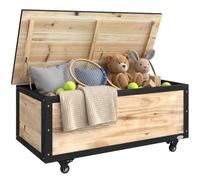 Outsunny Baúl de Exterior 121L con 4 Ruedas 100x50x43 cm Natural y Negro