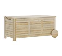 Outsunny Baúl de Madera Exterior de 185L con 2 Ruedas Cuerdas de lino Bisagras Metálicas y Forro Interno 110x50x50 cm Natural Aosom España