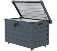Outsunny Baúl Exterior Baúl Almacenaje de Acero Galvanizado 100x62x65 cm con 4 Ruedas 2 Asas y Tapa con Cerradura Gris Oscuro Aosom España