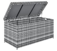 Outsunny Baúl poliratán 380 L resistente a la intemperie Caja para cojines con tapa Almacenamiento resistente a UV 130 x 61 x 65 cm Gris oscuro