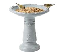 Outsunny Bebedero para pájaros de pie, baño para pájaros de resina, resistente a las heladas, con aspecto de piedra, resistente al invierno, para aves silvestres, cuenco de agua para jardín, terraza