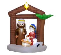 Outsunny Belén Inflable Navideño Decoración Inflable Navideña con Luces LED e Inflador Hinchable Navidad para Exterior 150x90x185 cm Multicolor