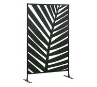 Outsunny biombo de 3 piezas biombo separador de ambientes con diseño de hoja de plátano biombo para exterior jardín patio terraza 122x45x198 cm negro 198 cm