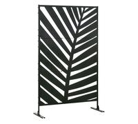 Outsunny biombo de 3 piezas biombo separador de ambientes con diseño de hoja de plátano biombo para exterior jardín patio terraza 122x45x198 cm negro 122 cm