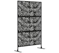 Outsunny Biombo de 3 Piezas Biombo Separador de Ambientes con Diseño de Hoja de Sauce Biombo para Exterior Jardín Patio Terraza 122x45x198 cm Negro