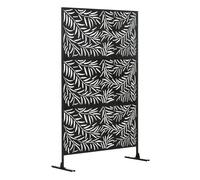 Outsunny biombo de 3 piezas biombo separador de ambientes con diseño de hoja de sauce biombo para exterior jardín patio terraza 122x45x198 cm negro 45 cm